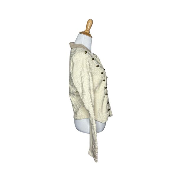 Free People Cream Military Style Lace Knit Sweater Jacket Size Medium Womens - Picture 7 of 9